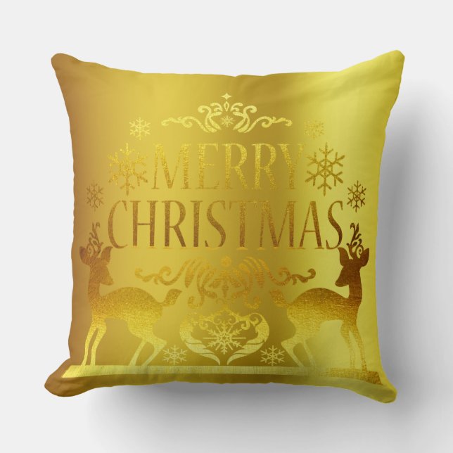 Classy Imitate Gold Frohe Weihnachts Dekorative Ki Kissen (Vorderseite)