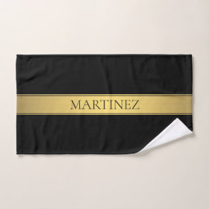 Classy Imitate Gold Streifen & Black Background od Badhandtuch Set