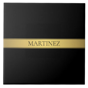 Classy Imitate Gold Streifen & Black Background od Fliese