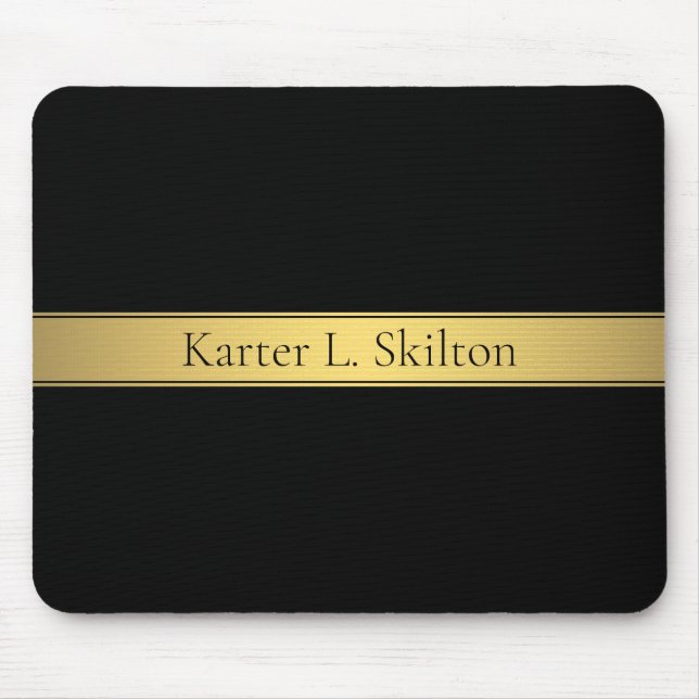 Classy Imitate Gold Streifen & Black Background od Mousepad (Vorne)