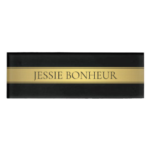 Classy Imitate Gold Streifen & Black Background od Namenschild