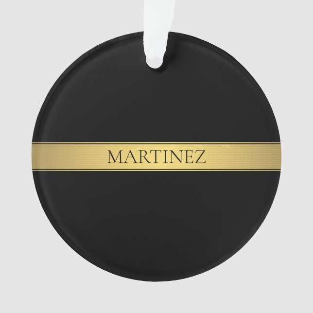 Classy Imitate Gold Streifen & Black Background od Ornament (Vorderseite)
