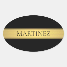 Classy Imitate Gold Streifen & Black Background od Ovaler Aufkleber