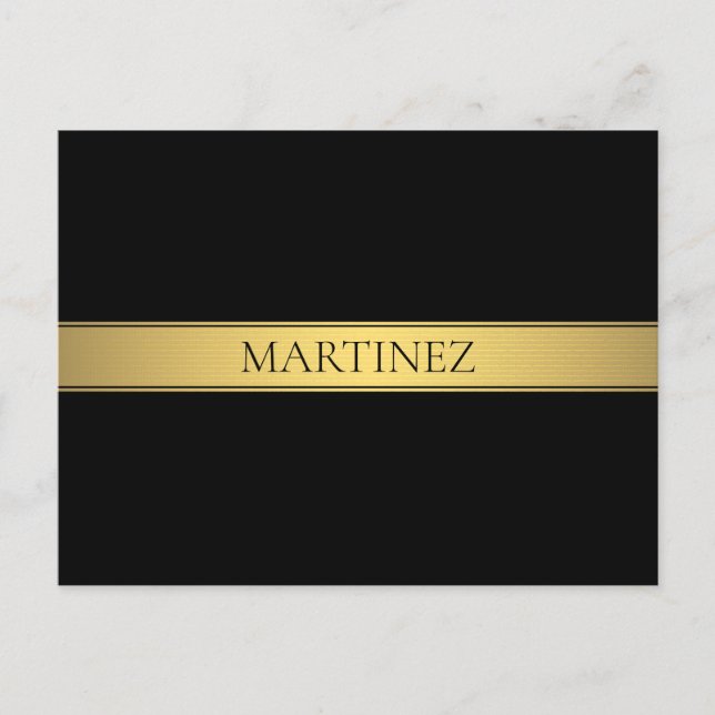Classy Imitate Gold Streifen & Black Background od Postkarte (Vorderseite)