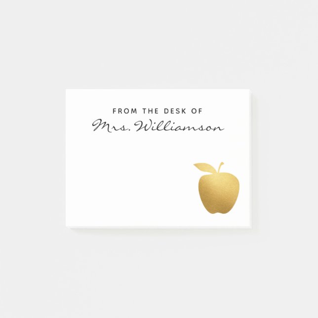 Classy Imitate Golden Apple Personalisiert Teacher Post-it Klebezettel (Vorderseite)