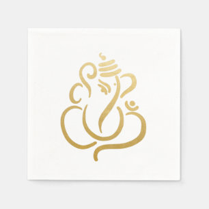 Classy Imitats Gold Foil Ganesha Indian Modern Eth Serviette