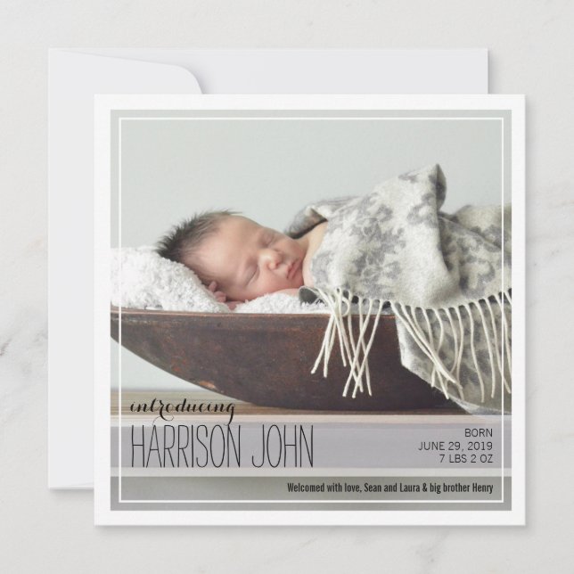 Classy Intro | Blue Dots Baby Ankündigung (Vorderseite)