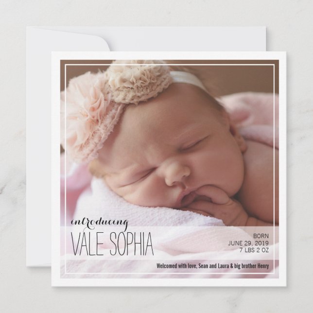 Classy Intro | Pink Baby Ankündigung (Vorderseite)