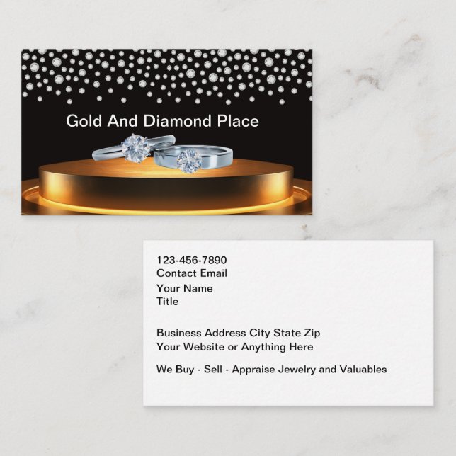 Classy Jewelry Theme Bling Business Cards Visitenkarte (Vorne/Hinten)