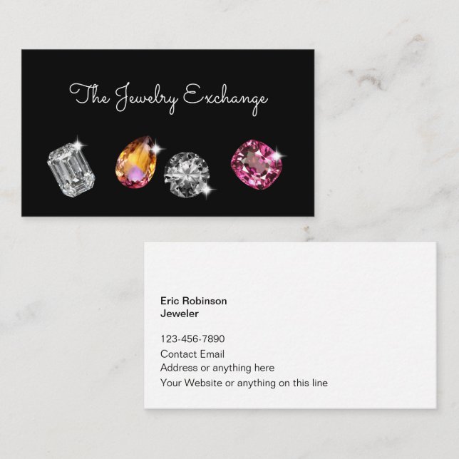 Classy Jewelry Theme Glitzy Business Cards Visitenkarte (Vorne/Hinten)