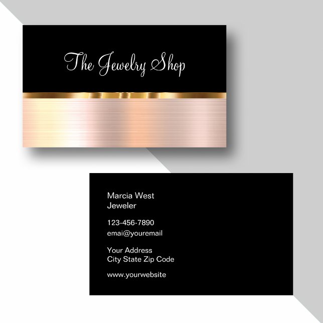 Classy Jewelry Theme Gold Tone Business Cards Visitenkarte (Von Creator hochgeladen)