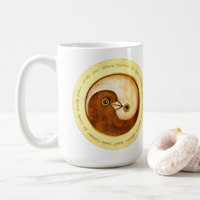 Classy Kaffee Tasse Yin Yang Goldmedaille Tauben (Mit Donut)