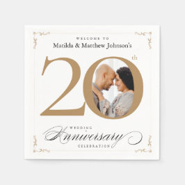 Classy Kalligraphie 20 Jahre Jubiläum White Gold Serviette