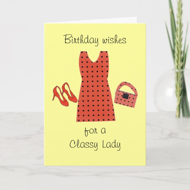 Classy Lady Birthday - Designer Kleidung Karte (Vorderseite)