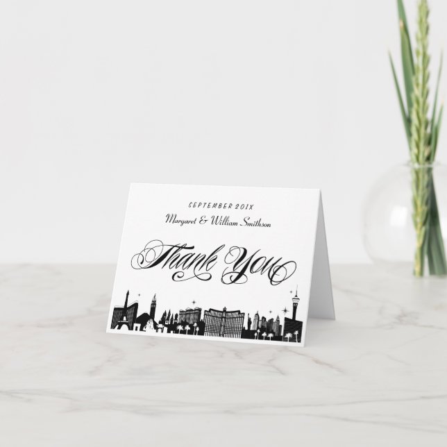 Classy Las Vegas Strip Skyline Danke Note Card (Vorderseite)