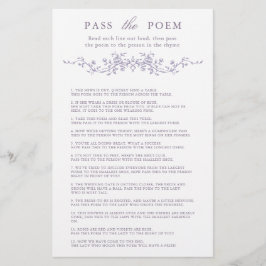 Classy Lavender Floral 'Pass the Poem' Game
