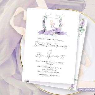 Classy Lavender, Lila, Pastel Monogram Wedding Einladung