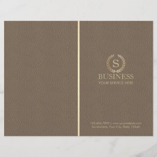 Classy Leather Gold Laurel Monogram Bi-fach