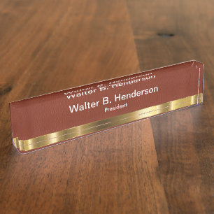 Classy Leather Look Führungskraft Geschenk Name P Namensplakette