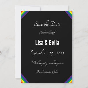 Classy LGBT Rainbow Wedding Save the Date