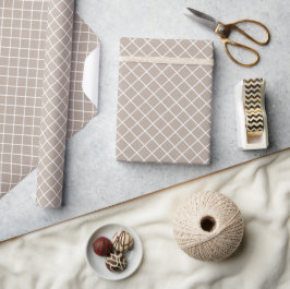 Classy Light Taupe Grau Brown White Karo Muster Geschenkpapier