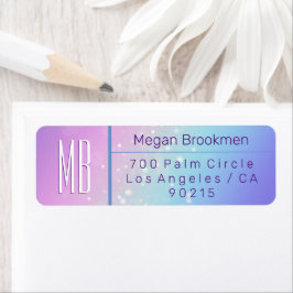 Classy Lila & Blue Bokeh Star Monogram Address