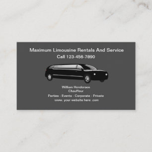 Classy Limousine Chauffeur Visitenkarte