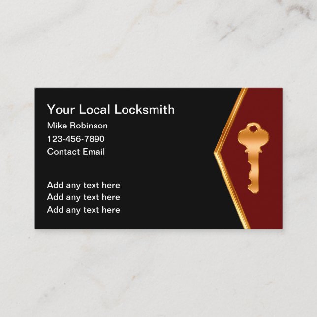 Classy Locksmith Business Cards House Key Visitenkarte (Vorderseite)