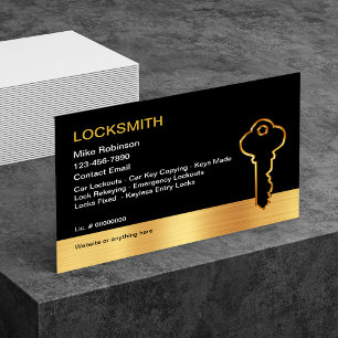 Classy Locksmith Gold House Key Business Cards Visitenkarte