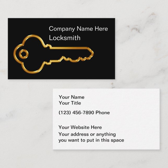Classy Locksmith Modern Business Cards Visitenkarte (Vorne/Hinten)