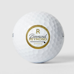 Classy Lux Golfers Gold Monogram Golfball