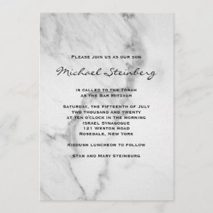 Classy Marble Bar Mitzvah Einladung