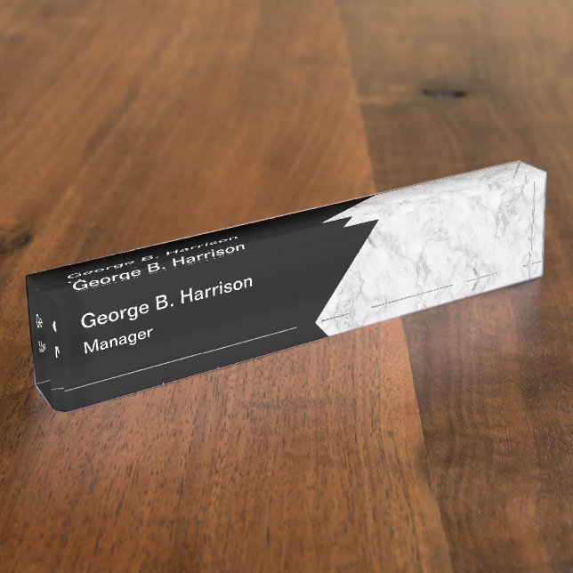 Classy Marble Führungskraft Office Namensplakette (Seite)