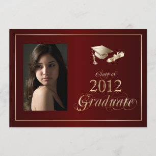 Classy Maroon und Gold 2012 Graduate Foto Einladun Einladung