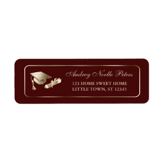Classy Maroon und Gold Graduate Address Labels