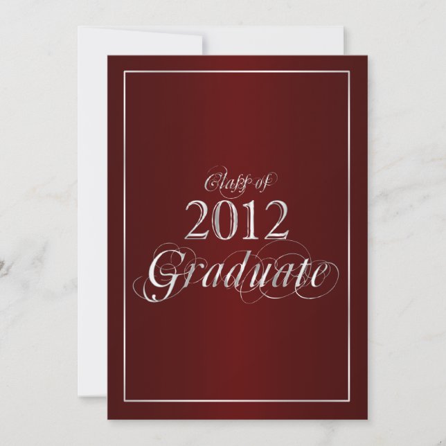 Classy Maroon und Silver 2012 Graduate Invitation Einladung (Vorderseite)