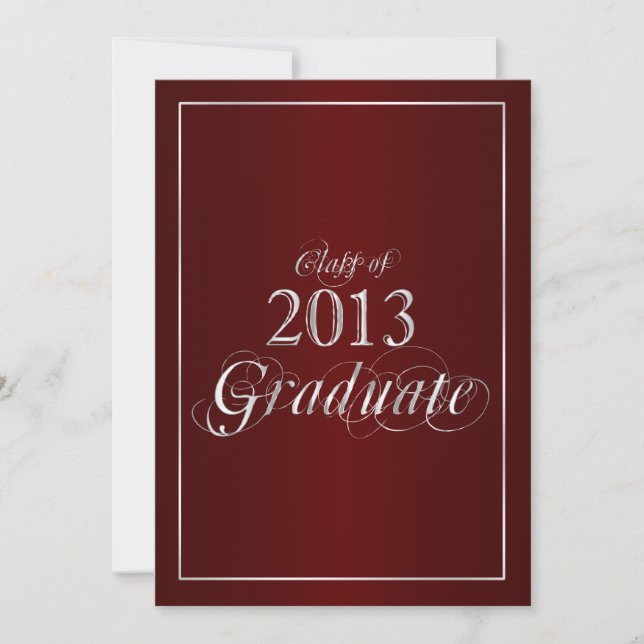 Classy Maroon und Silver 2013 Graduate Invitation Einladung (Vorderseite)