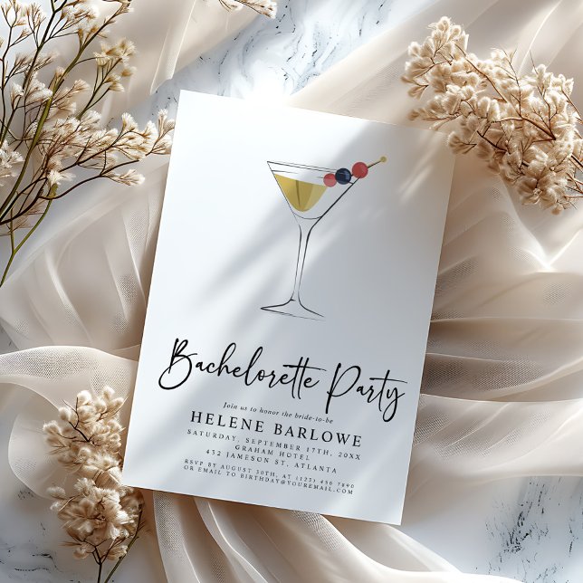 Classy Martini Cocktail Eleganter Junggeselinnen-A Einladung (Classy Martini Cocktail Elegant Bachelorette Party Invitation)