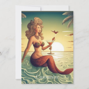 Classy Martini Mermaid Thunder_Cove Einladung