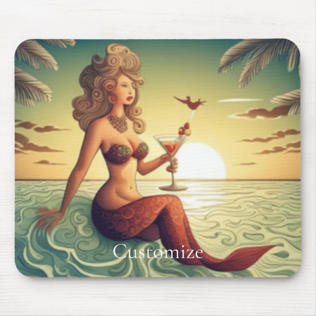 Classy Martini Mermaid Thunder_Cove Mousepad (Vorne)