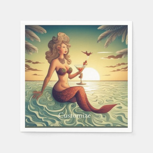 Classy Martini Mermaid Thunder_Cove Serviette (Vorderseite)