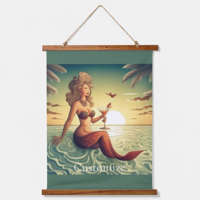 Classy Martini Mermaid Thunder_Cove Wandteppich Mit Holzrahmen (Vorderseite)