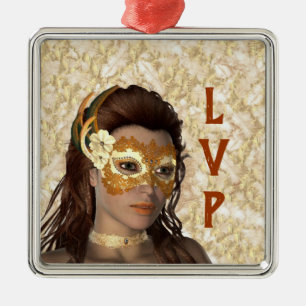 Classy Masked Lady Ornament Aus Metall