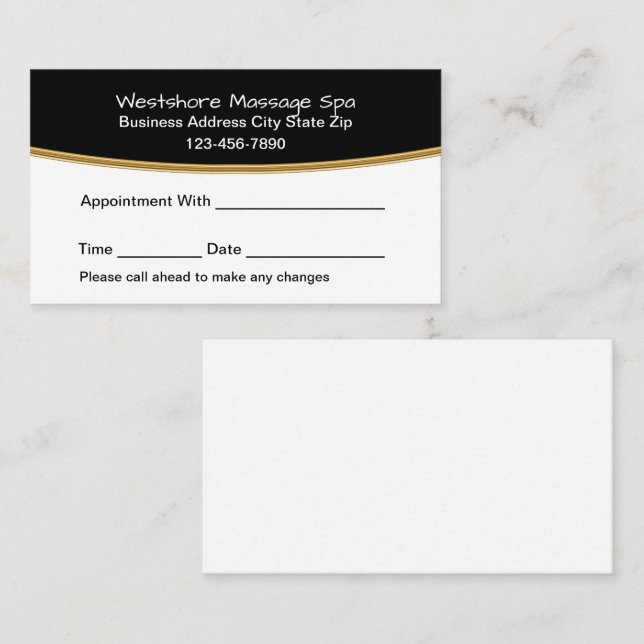 Classy Massage Therapist Spa Appointment Cards Terminkarte (Vorne/Hinten)