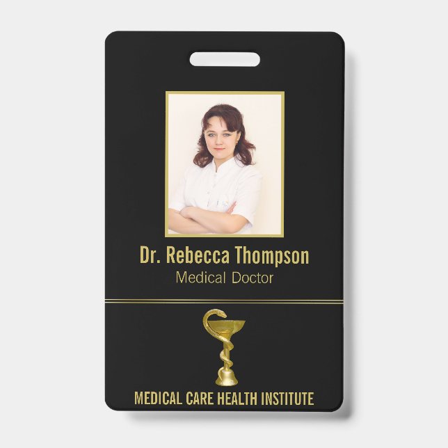 Classy Medical Bowl Snake Hygieia Gold Foto ID Ausweis (Vorderseite)