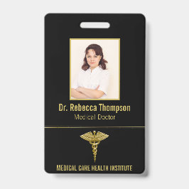 Classy Medical Gold Caduceus auf Black Foto ID Ausweis