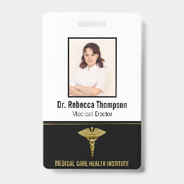 Classy Medical Gold Caduceus auf Black Foto ID Ausweis