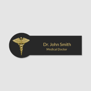 Classy Medical Gold Caduceus auf schwarz Namensschild