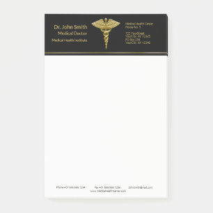 Classy Medical Gold Caduceus Black Post-it® Notes Post-it Klebezettel