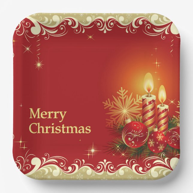 Classy Merry Christmas Paper Plate Pappteller (Vorderseite)